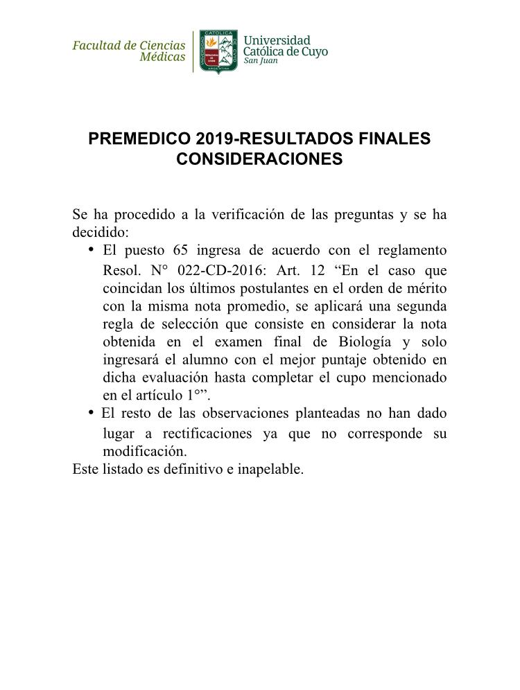 resultados finales consideraciones