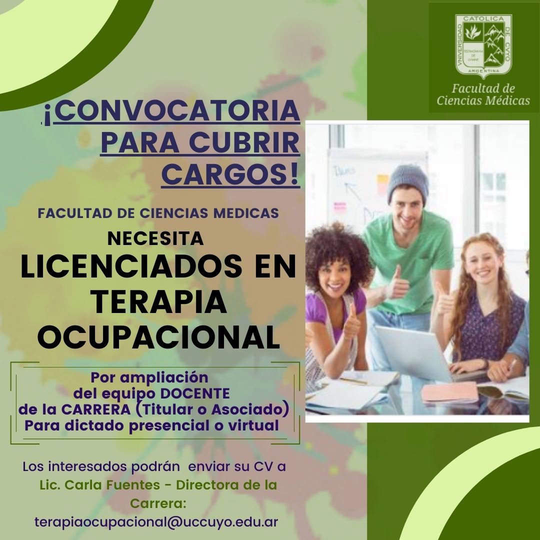 Ofrecimiento de cargos - Carrera de Lic. En Terapia Ocupacional de la UCC San Juan