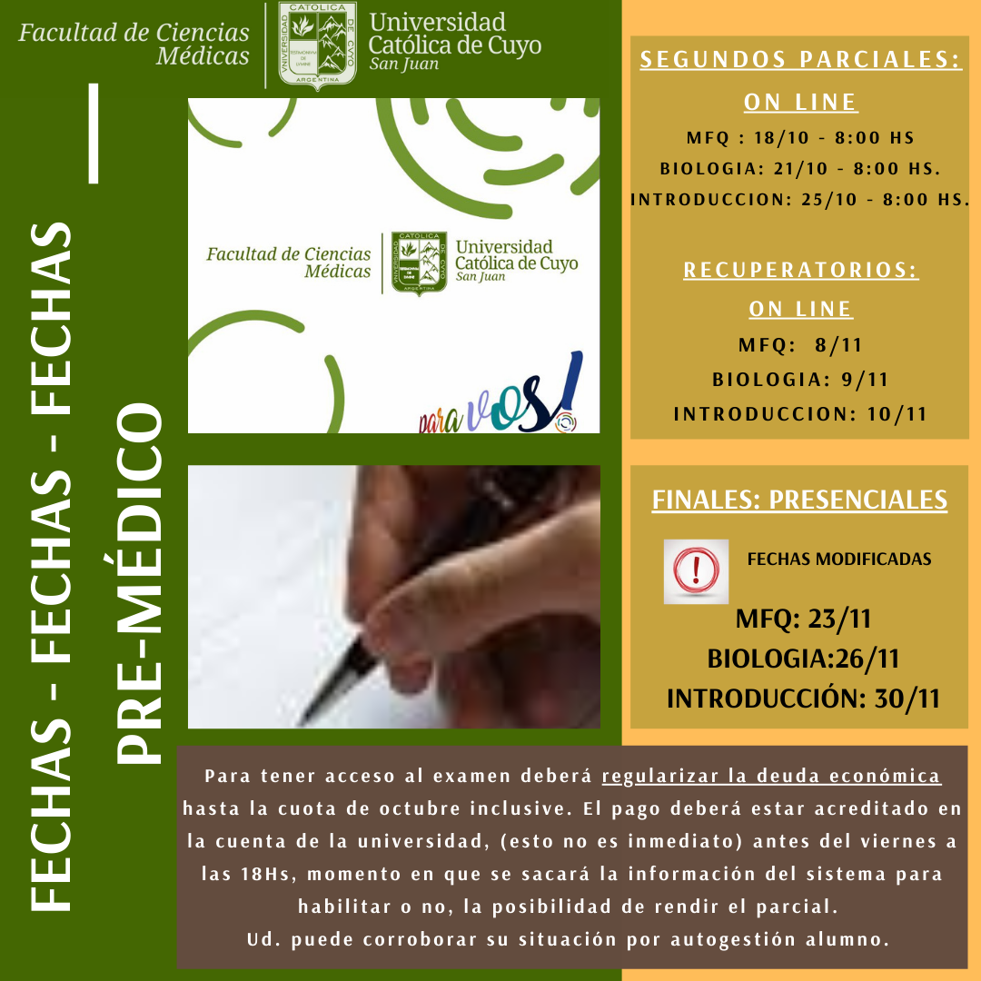 Fechas Premédico